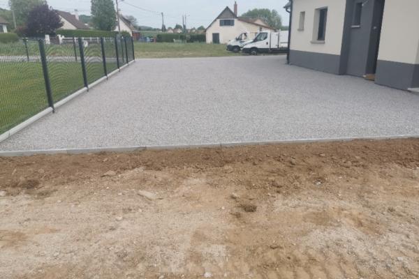 Réalisation d'un aménagement de parking  sur une maison neuve près de Dieppe